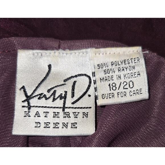 VTG Katy D Deep Purple Babydoll Velour Velvet Burnout Dress PLUS 18/20 Floral - Picture 10 of 16